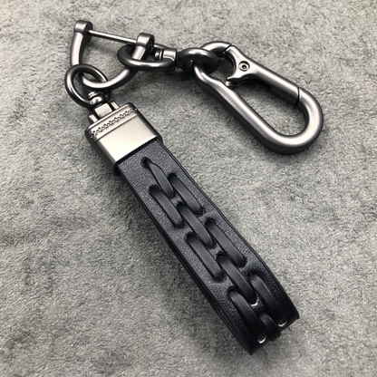 Leather Woven Car Keychain