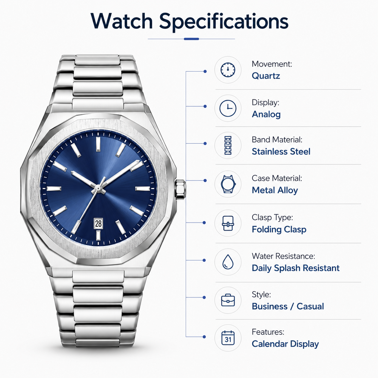 TOMI Men’s Luxury Stainless Steel Watch Gift Set