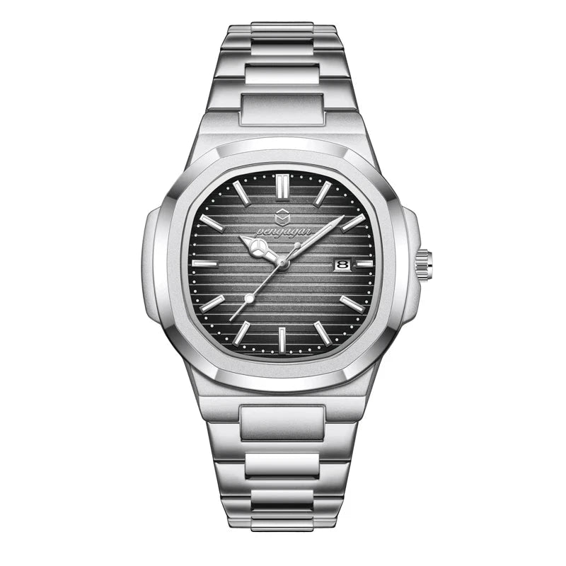 2026 New Luxury Military Man Watch Square Waterproof Luminous Date Week Men Watch Stainless Steel Quartz Men's Watches Reloj+box