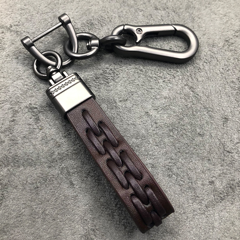 Leather Woven Car Keychain