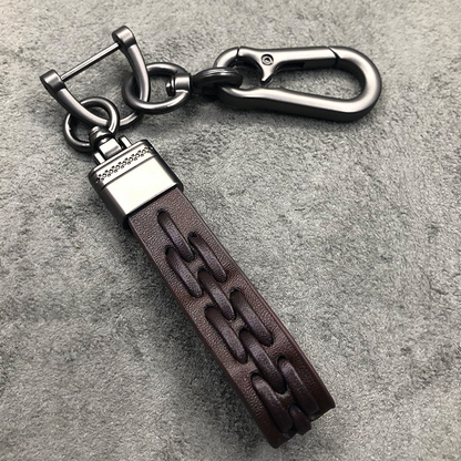 Leather Woven Car Keychain