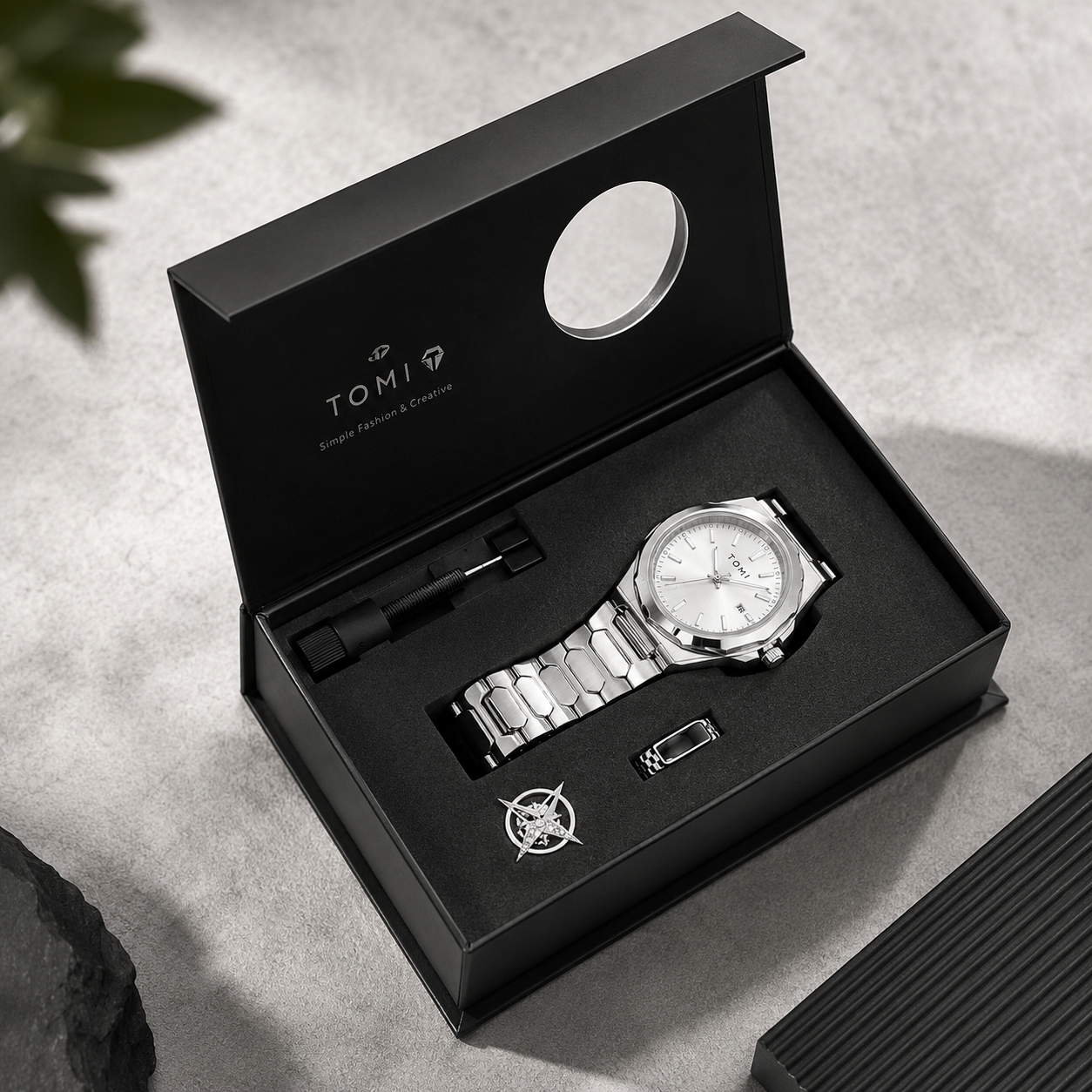 TOMI Men’s Luxury Stainless Steel Watch Gift Set