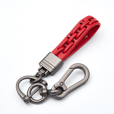 Leather Woven Car Keychain